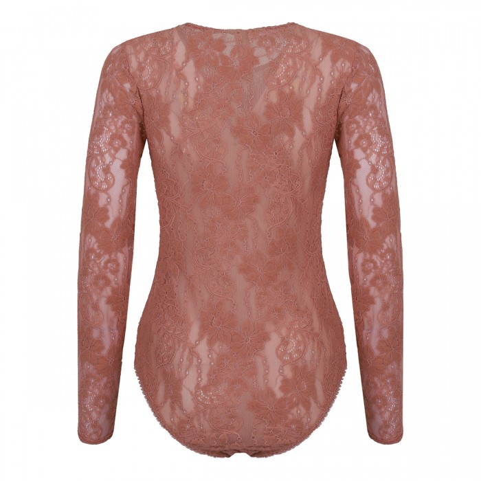 Blush hue lace bodysuit