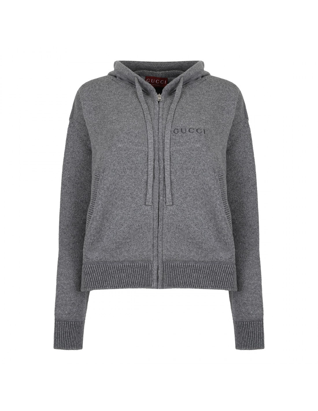 Gray cashmere and wool blend hoodie