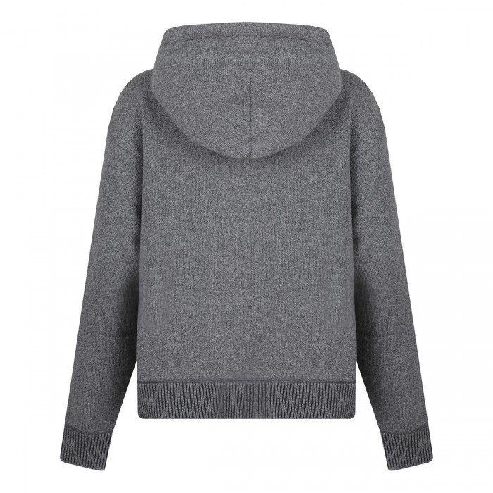 Gray cashmere and wool blend hoodie