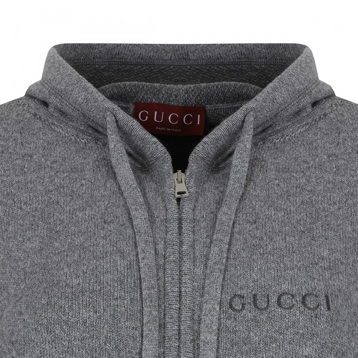 Gray cashmere and wool blend hoodie