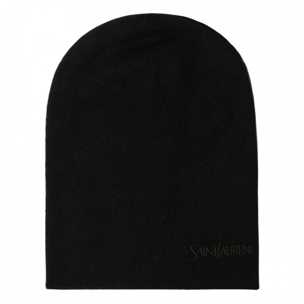 Black cashmere beanie