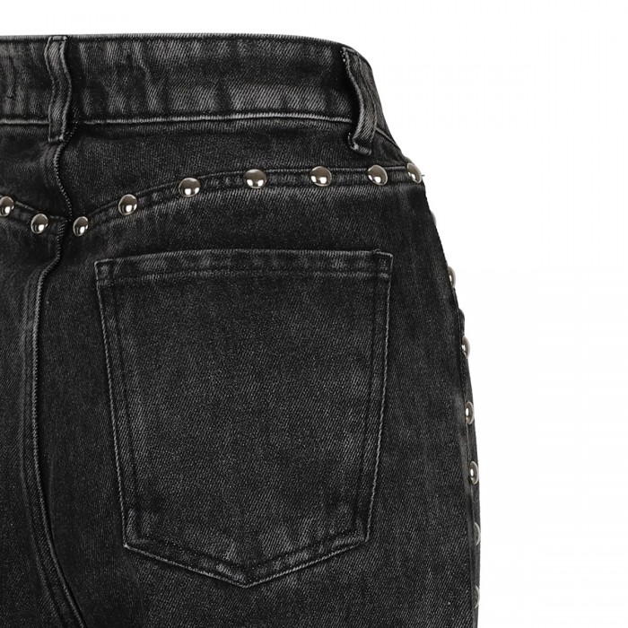 Studded dark gray denim jeans