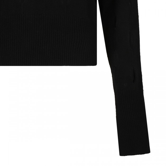 Black wool blend polo sweater