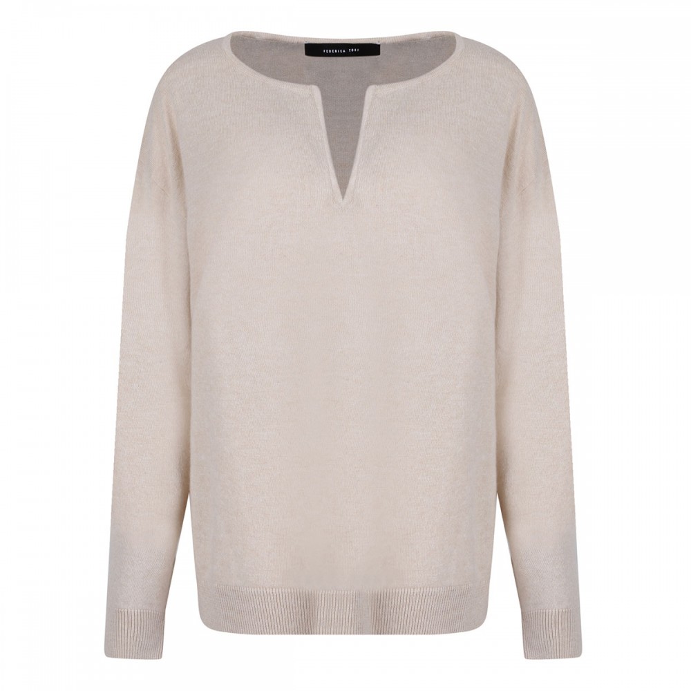 Butter-hue wool blend sweater