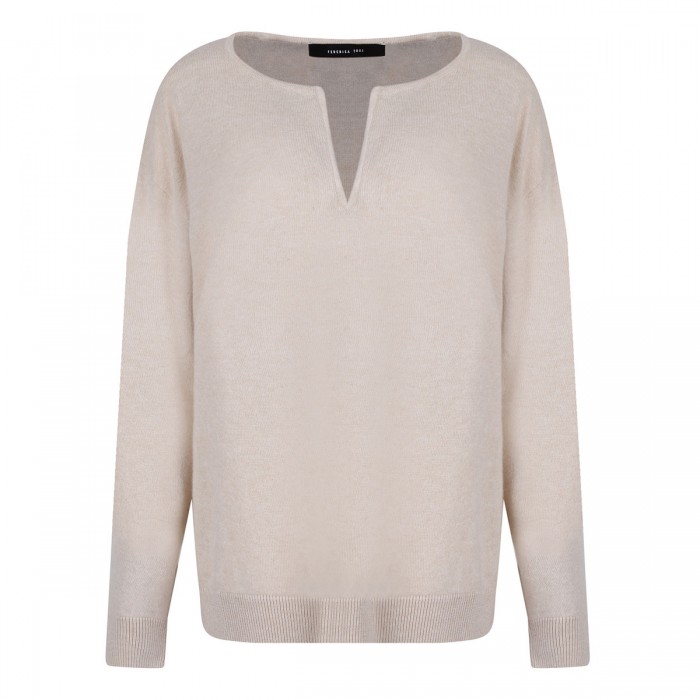 Butter-hue wool blend sweater