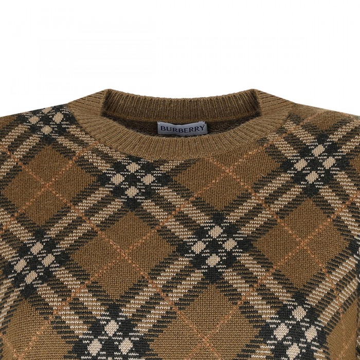 Check wool-mohair blend sweater