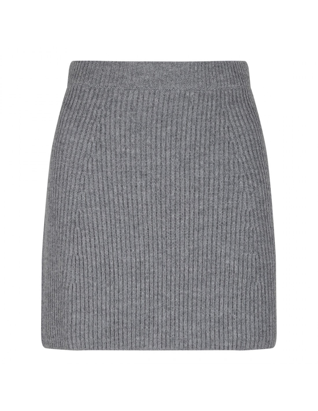 Gray ribbed-knit wool blend skirt