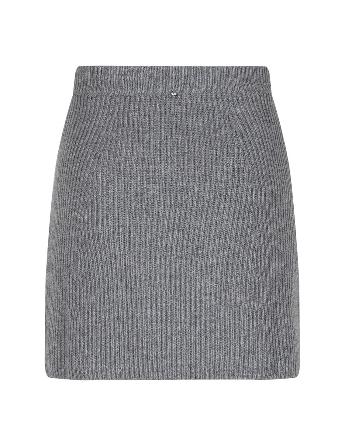 Gray ribbed-knit wool blend skirt