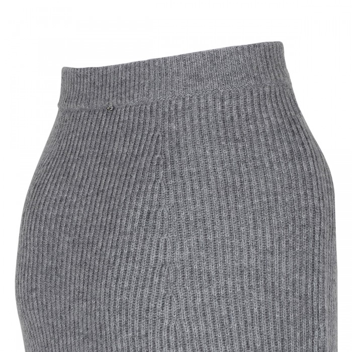 Gray ribbed-knit wool blend skirt