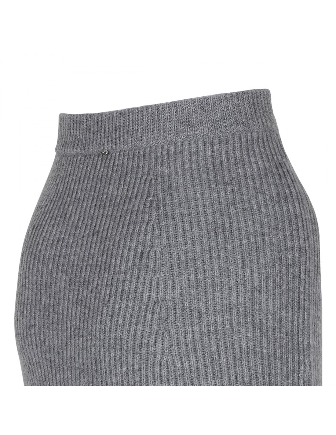 Gray ribbed-knit wool blend skirt