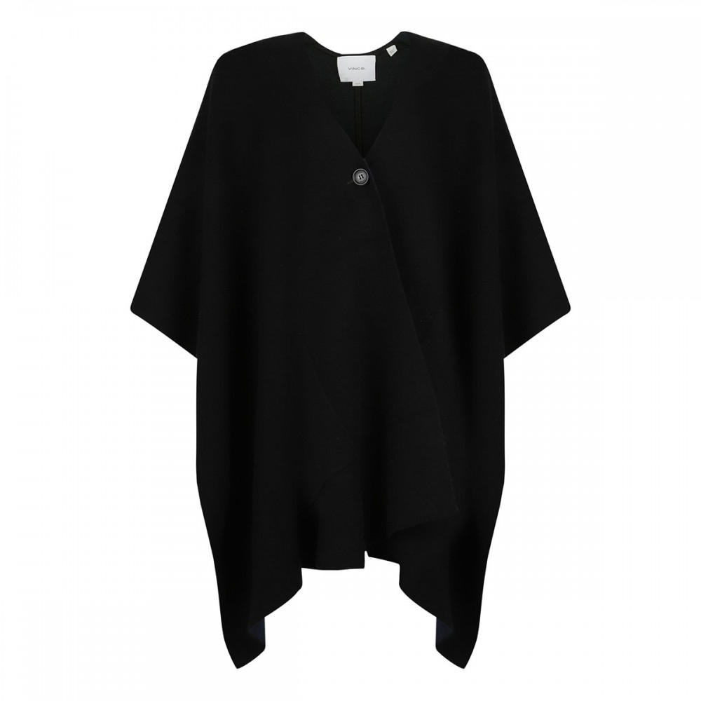 Wool reversible double face knit cape