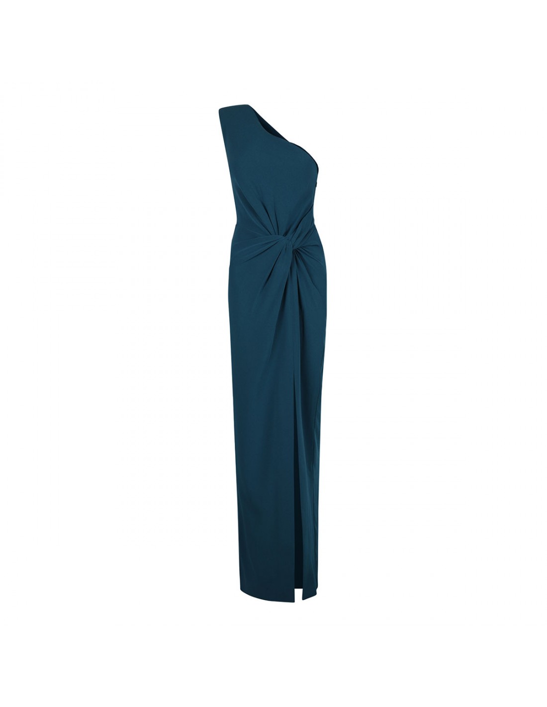 Asymmetric satin crepe maxi dress