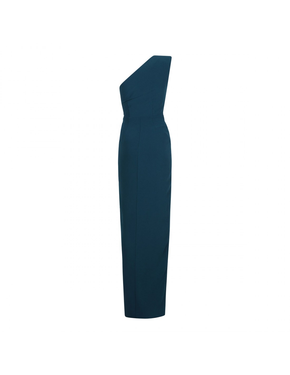 Asymmetric satin crepe maxi dress