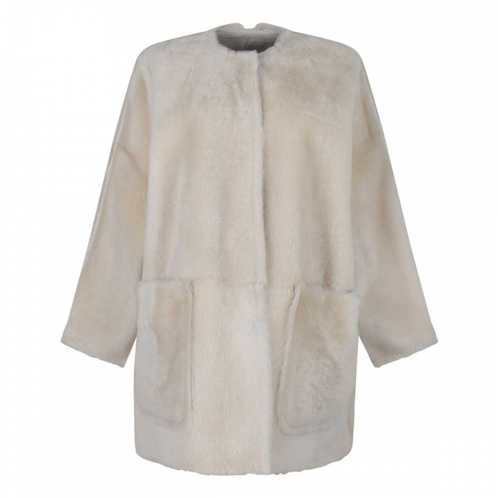 Lacon shearling reversible cardigan coat