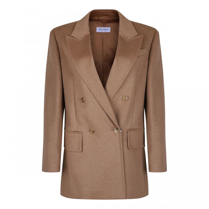 Camel double-breasted blazer