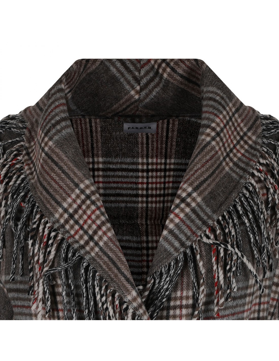 Fringed check coat