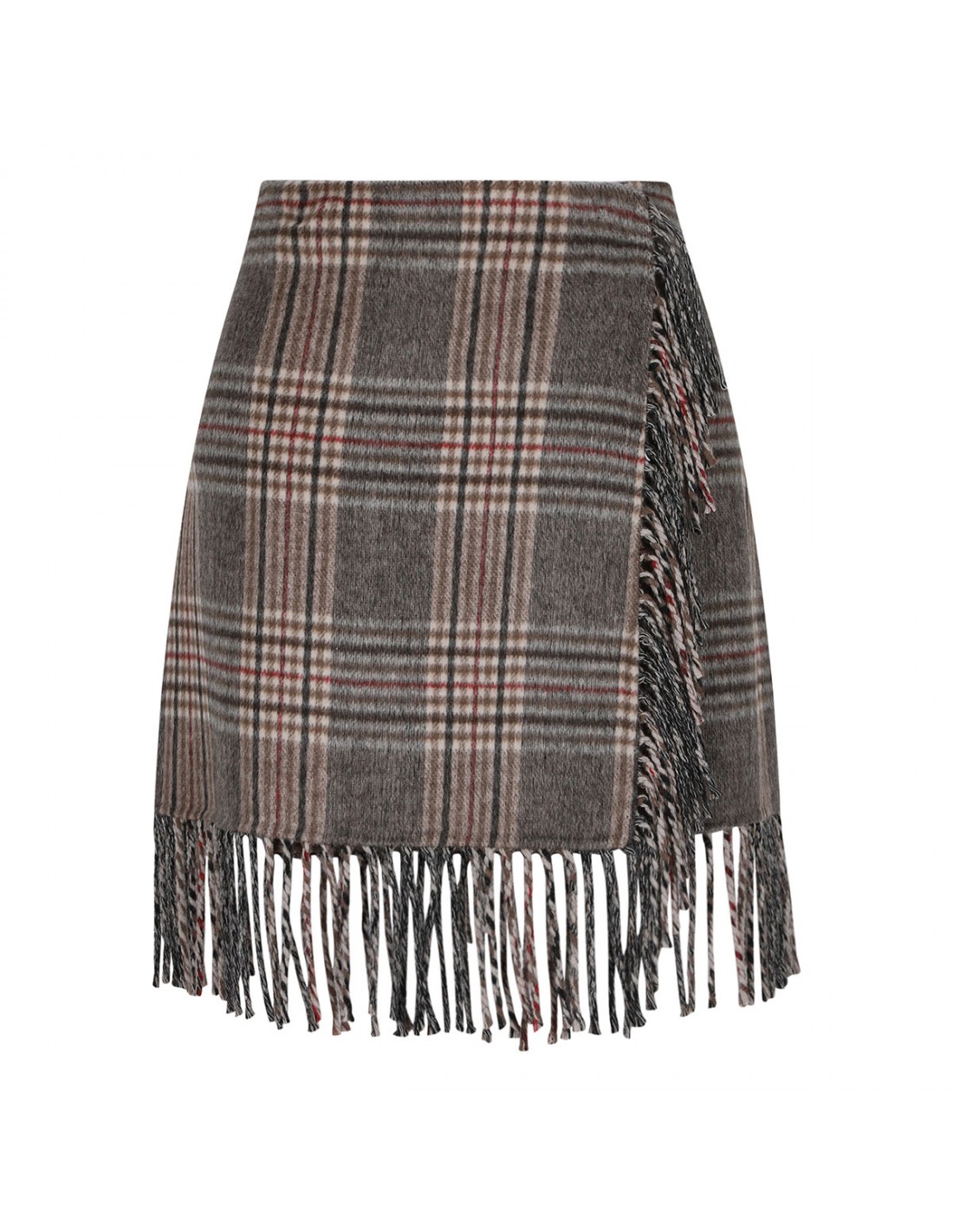 Fringed check skirt