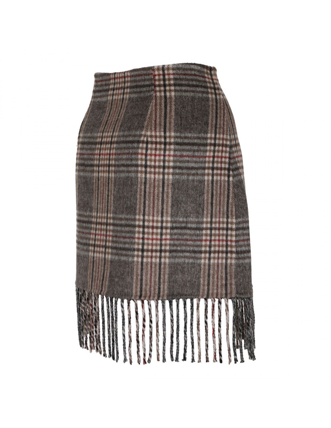 Fringed check skirt