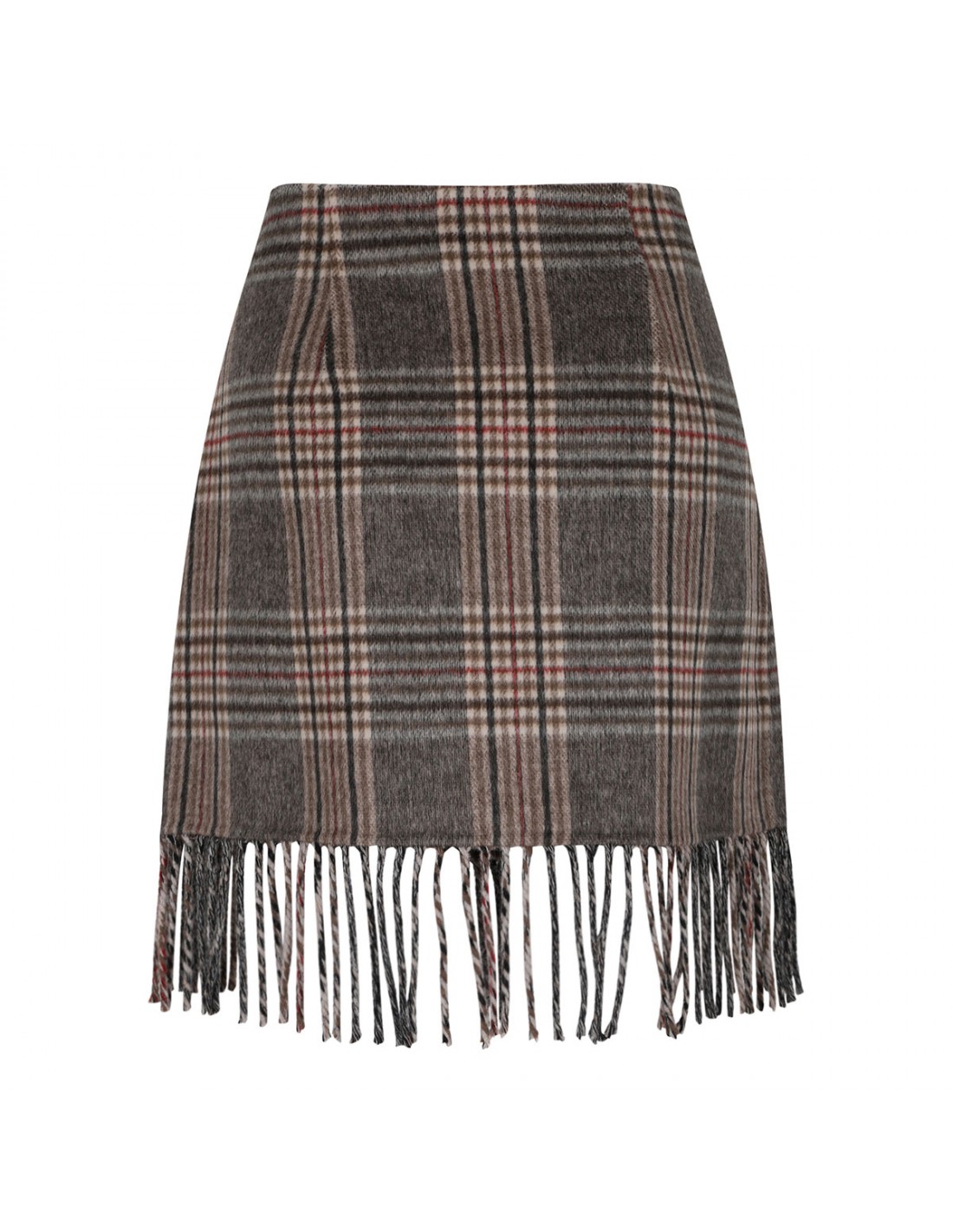 Fringed check skirt