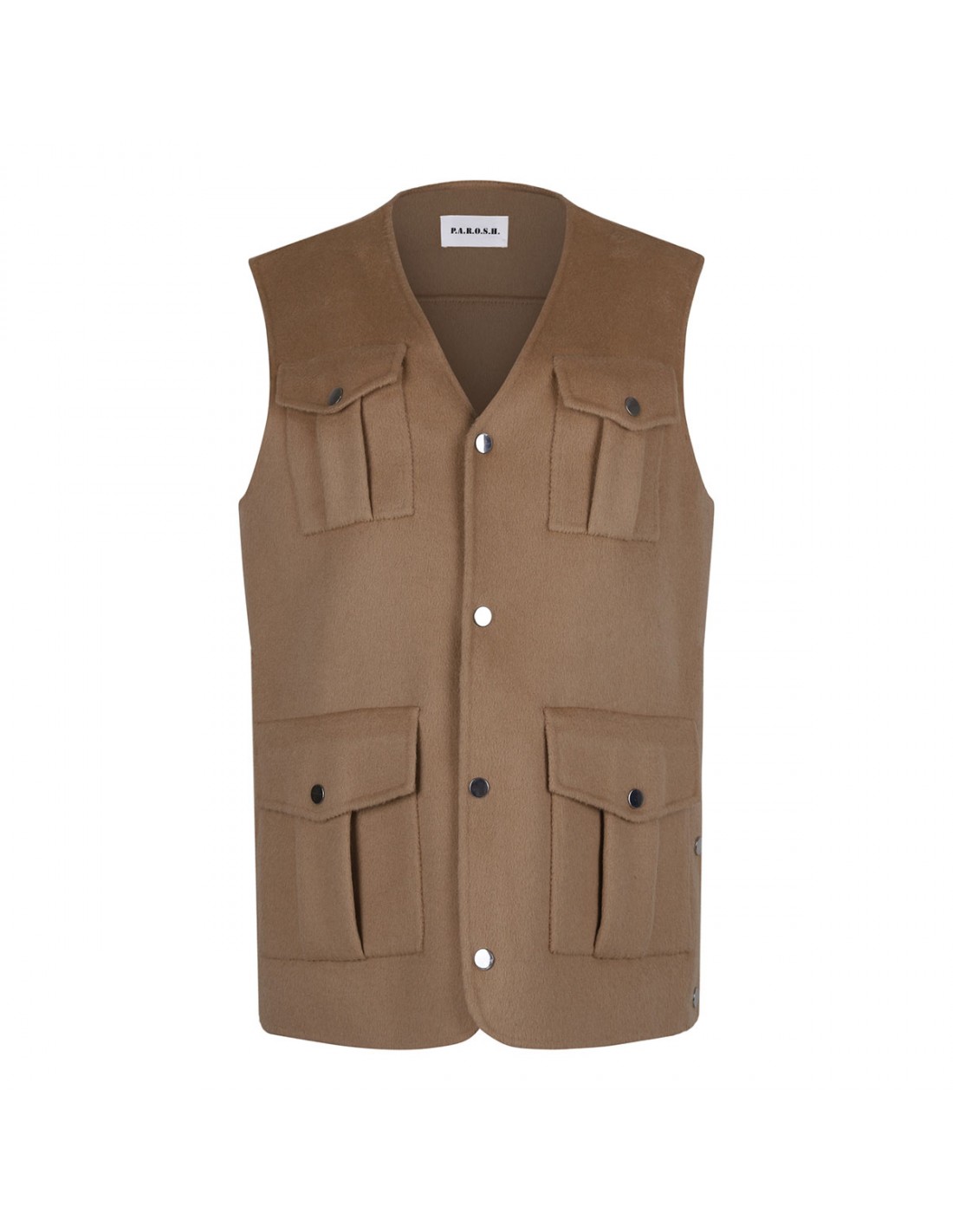 Beige multipockets vest