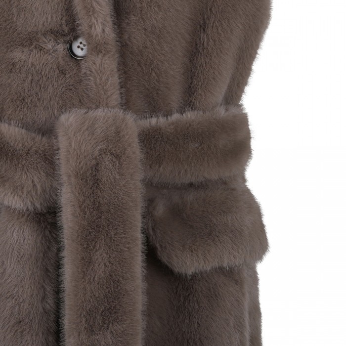 Taupe faux-fur sleeveless coat