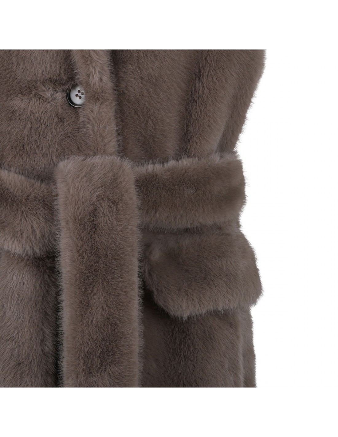 Taupe faux-fur sleeveless coat