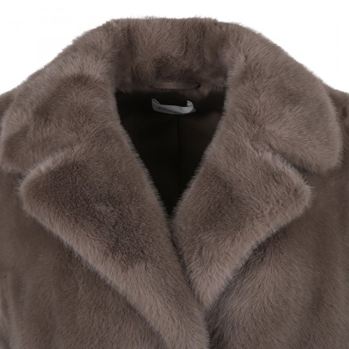 Taupe faux-fur sleeveless coat