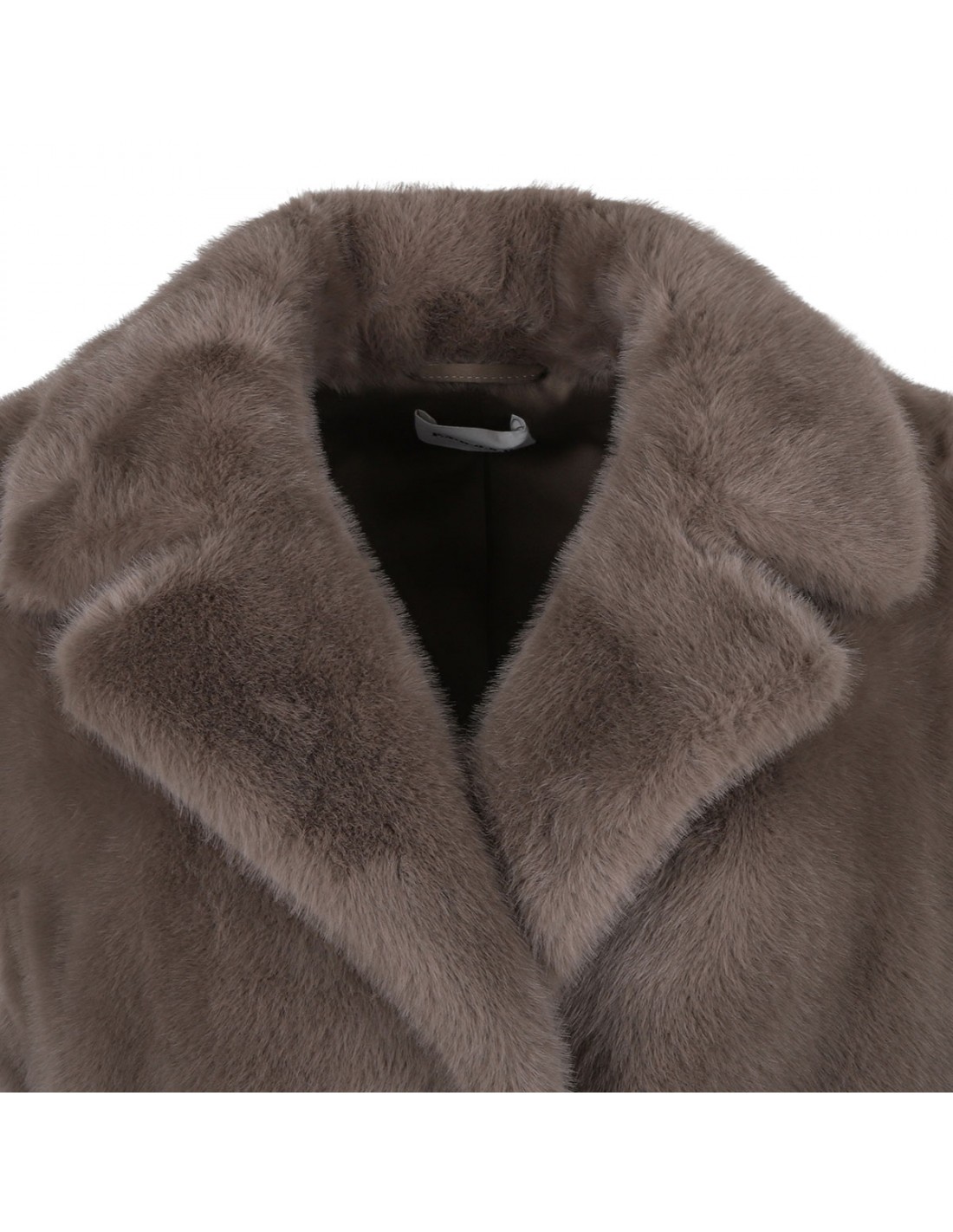 Taupe faux-fur sleeveless coat