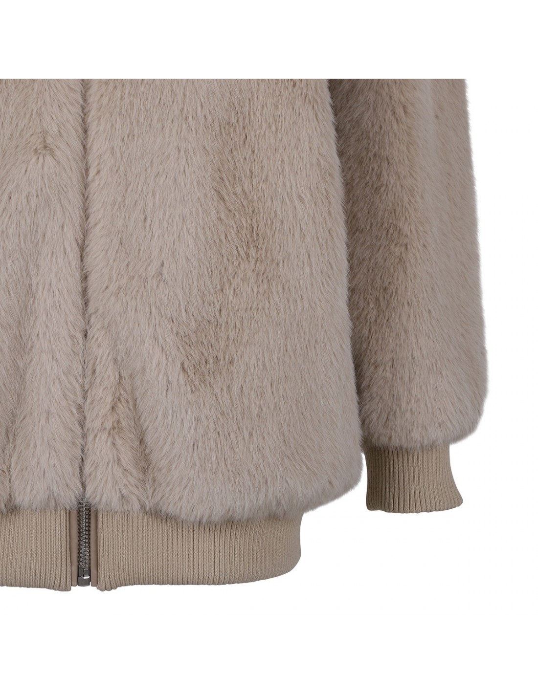 Sand faux fur bomber jacket