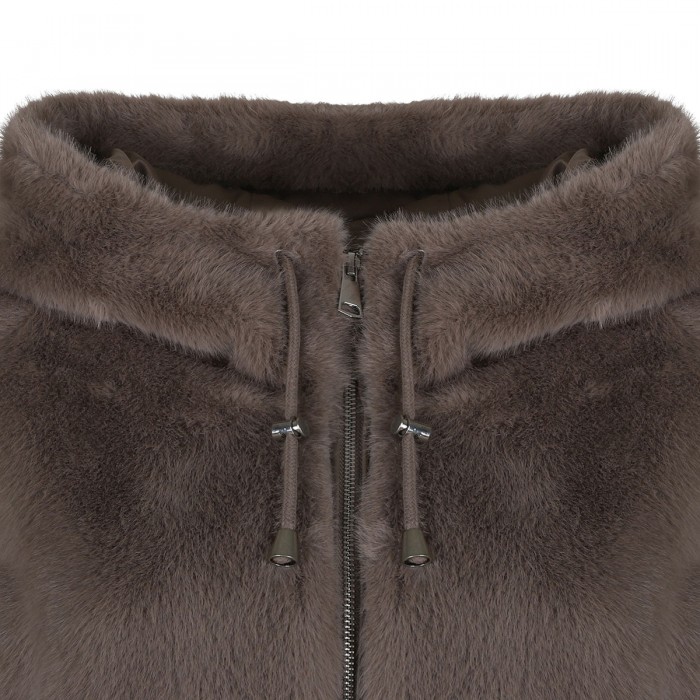 Taupe faux fur parka