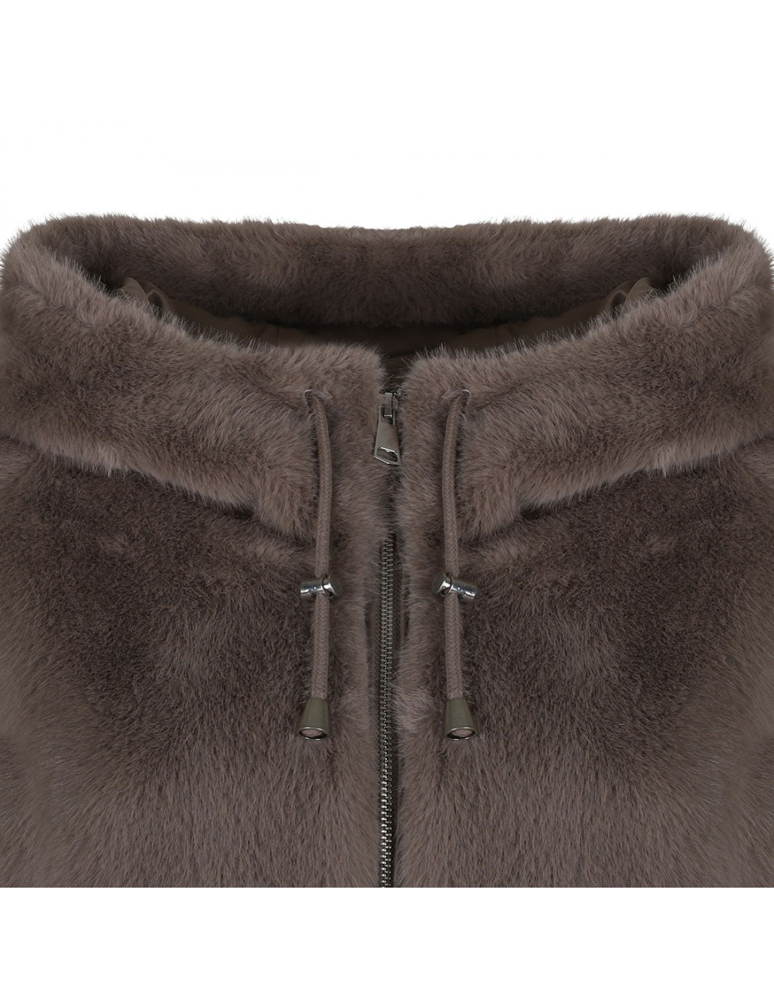 Taupe faux fur parka