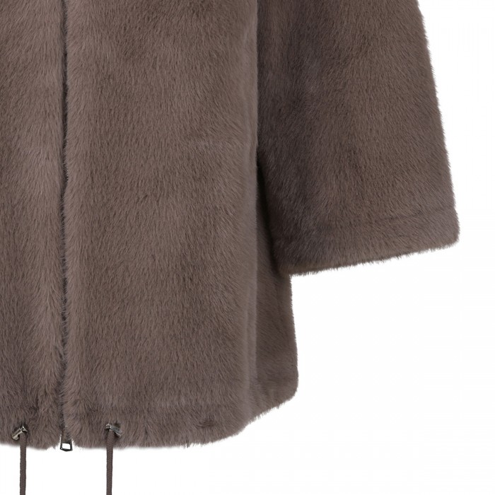 Taupe faux fur parka