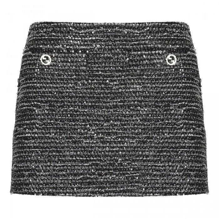 Striped tweed lamé skirt