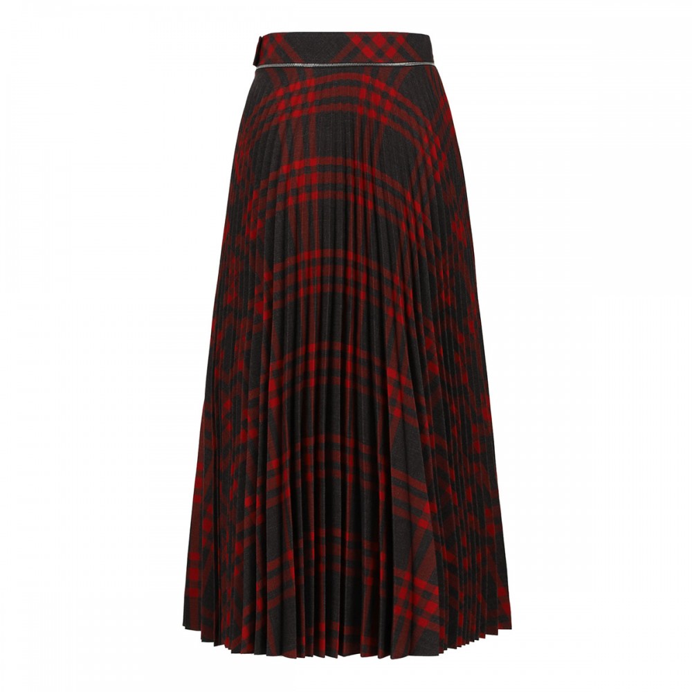 Pleated check skirt