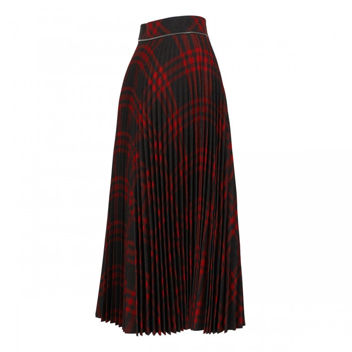 Pleated check skirt