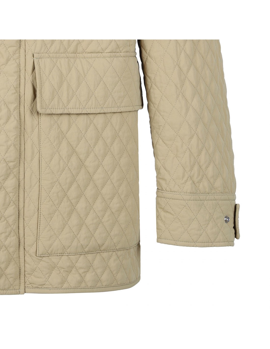 Check hood quilted nylon jacket