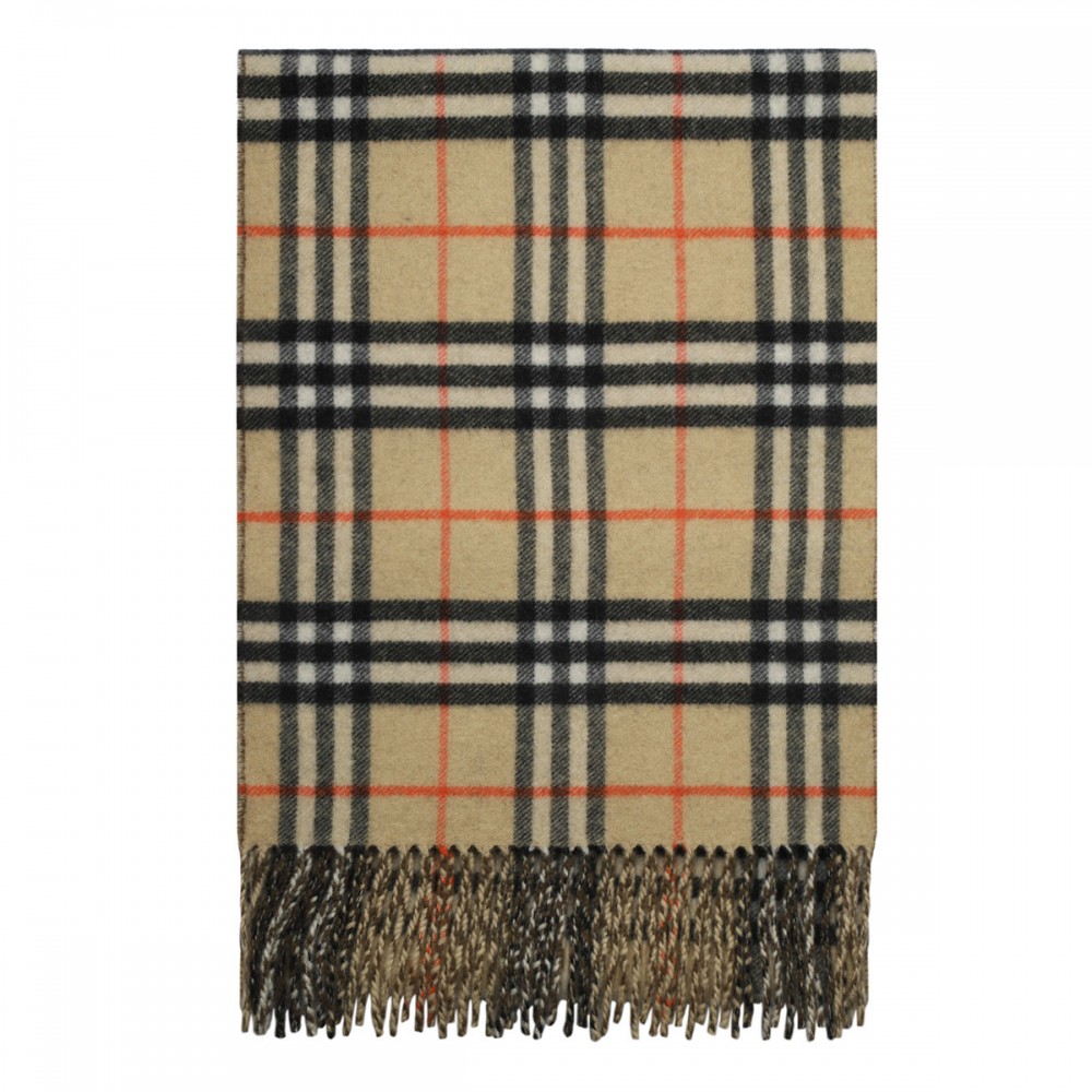 Reversible check cashmere wool scarf