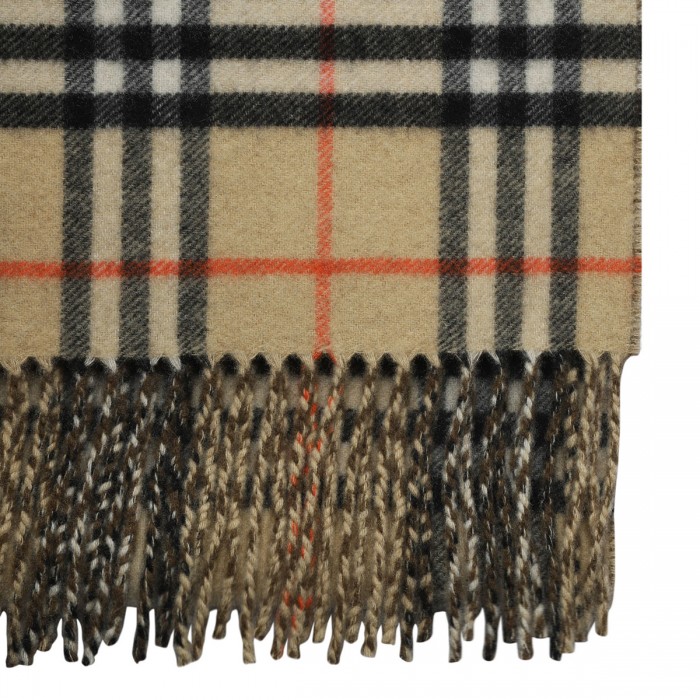 Reversible check cashmere wool scarf