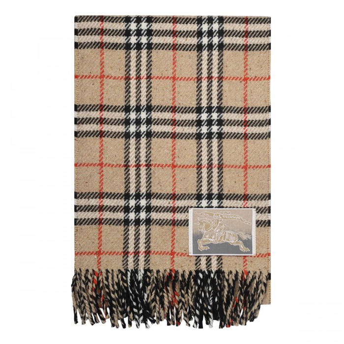 Reversible check cashmere wool scarf