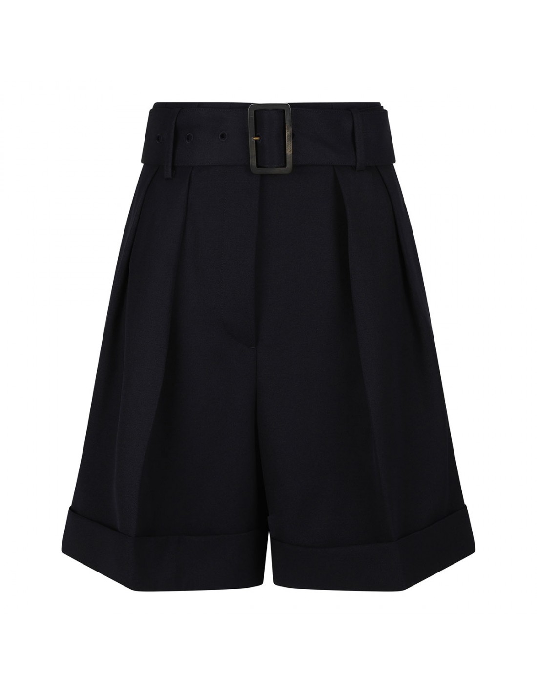 Black wool gabardine shorts