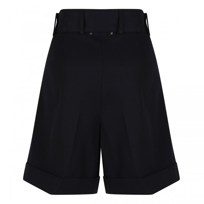 Black wool gabardine shorts