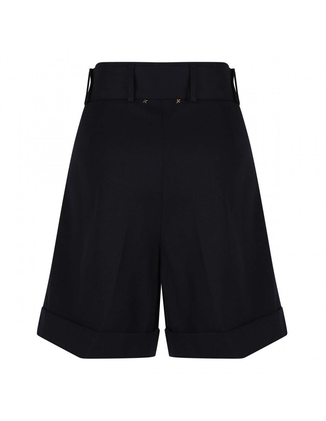 Black wool gabardine shorts