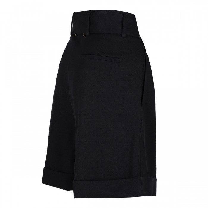 Black wool gabardine shorts