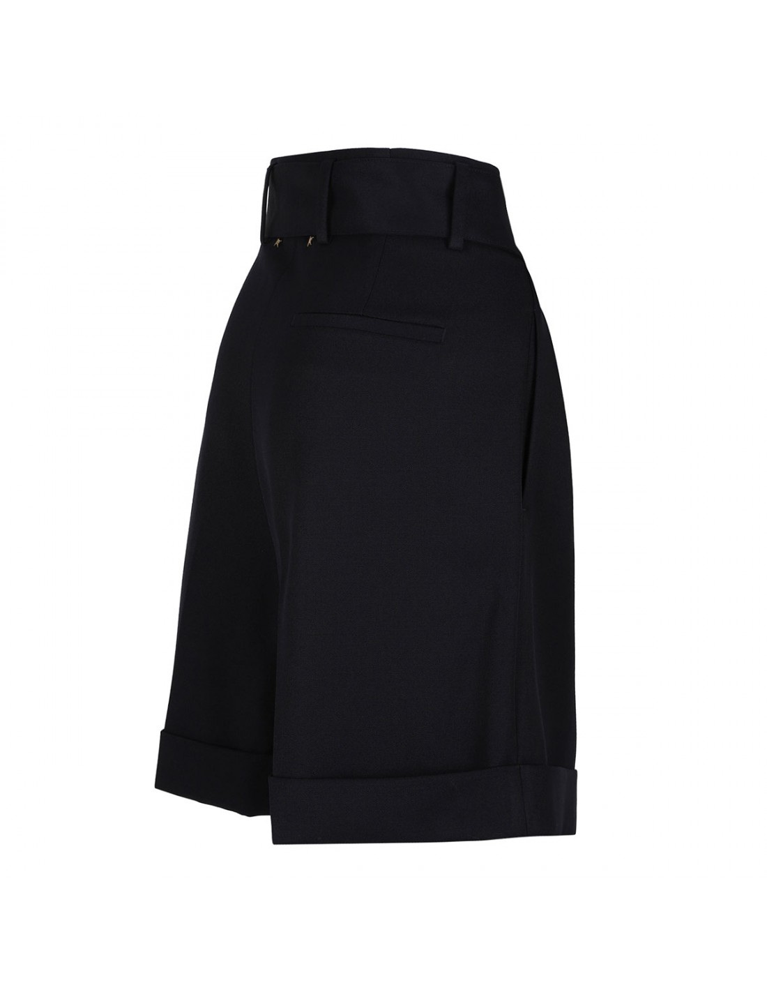 Black wool gabardine shorts