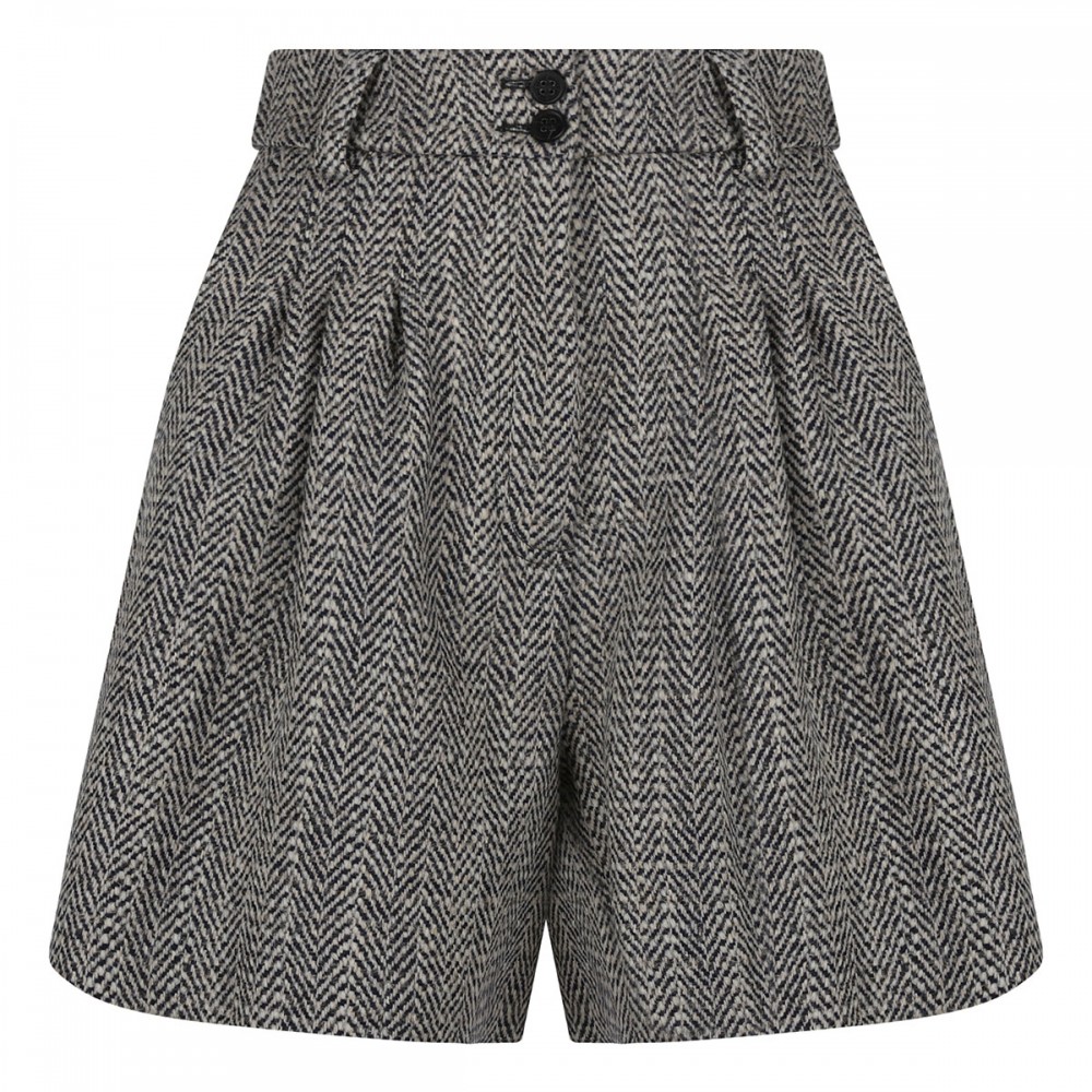 Herringbone wool shorts