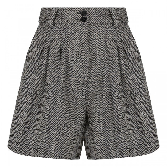 Herringbone wool shorts