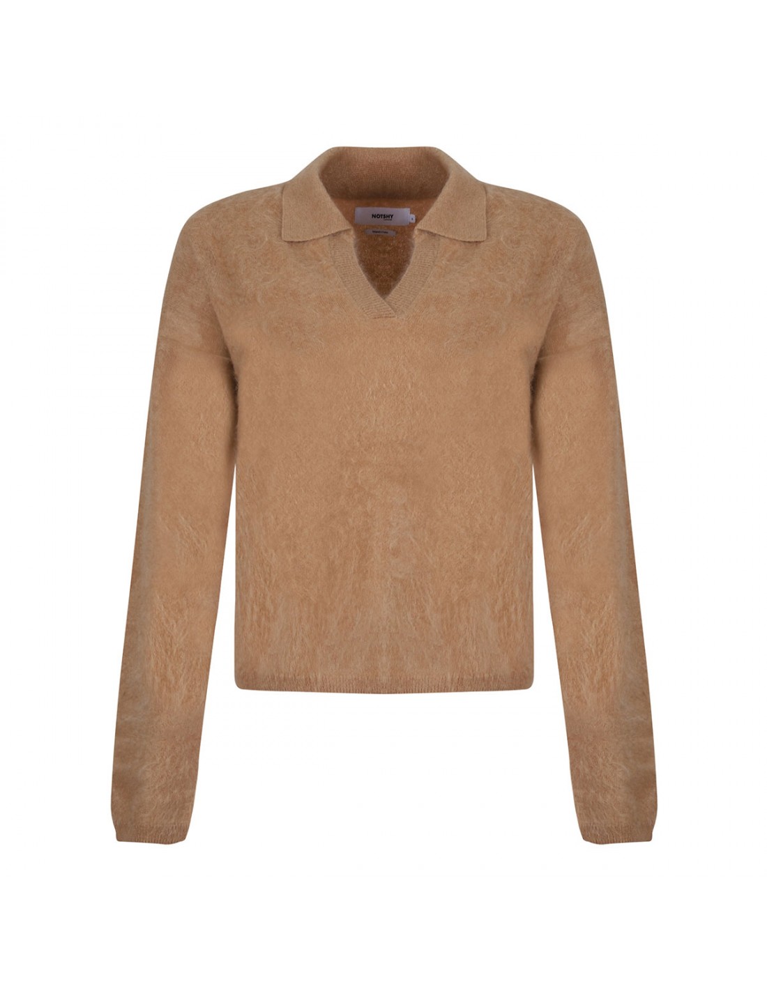 Camel hue cashmere polo sweater