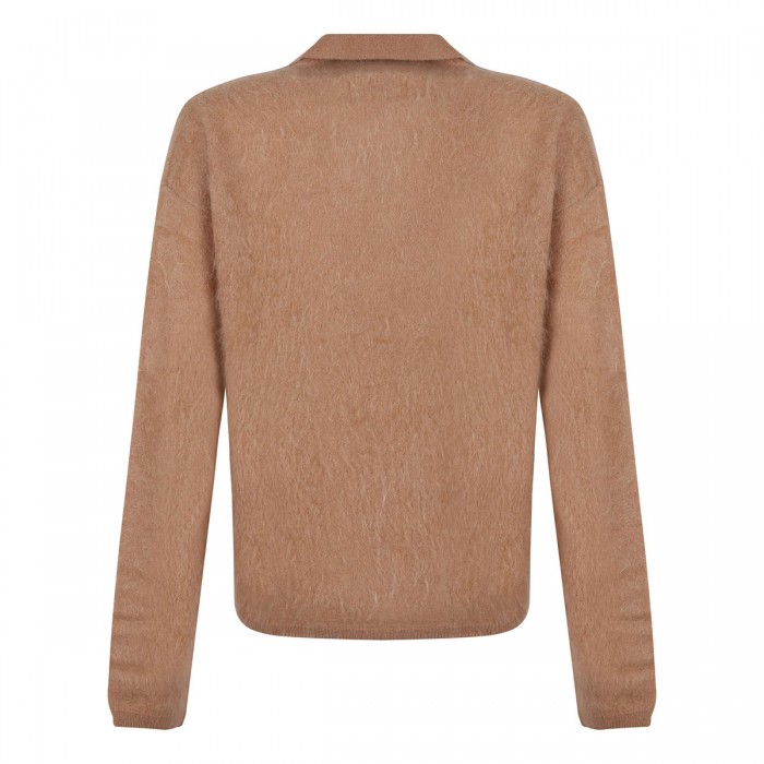 Camel hue cashmere polo sweater