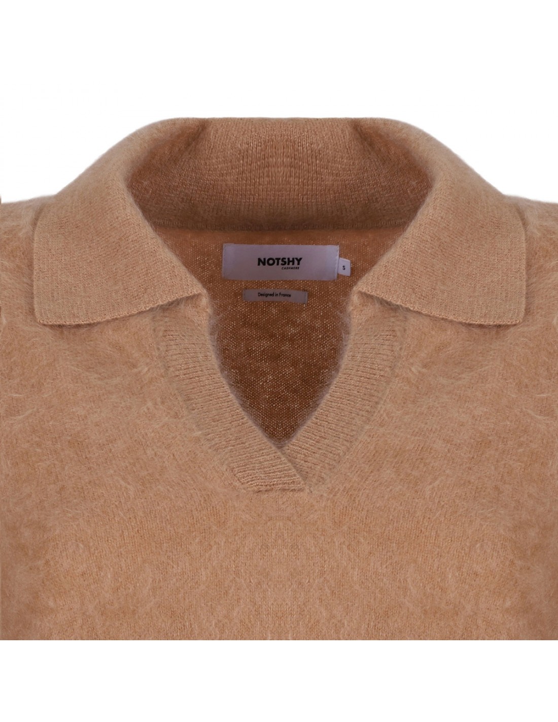 Camel hue cashmere polo sweater