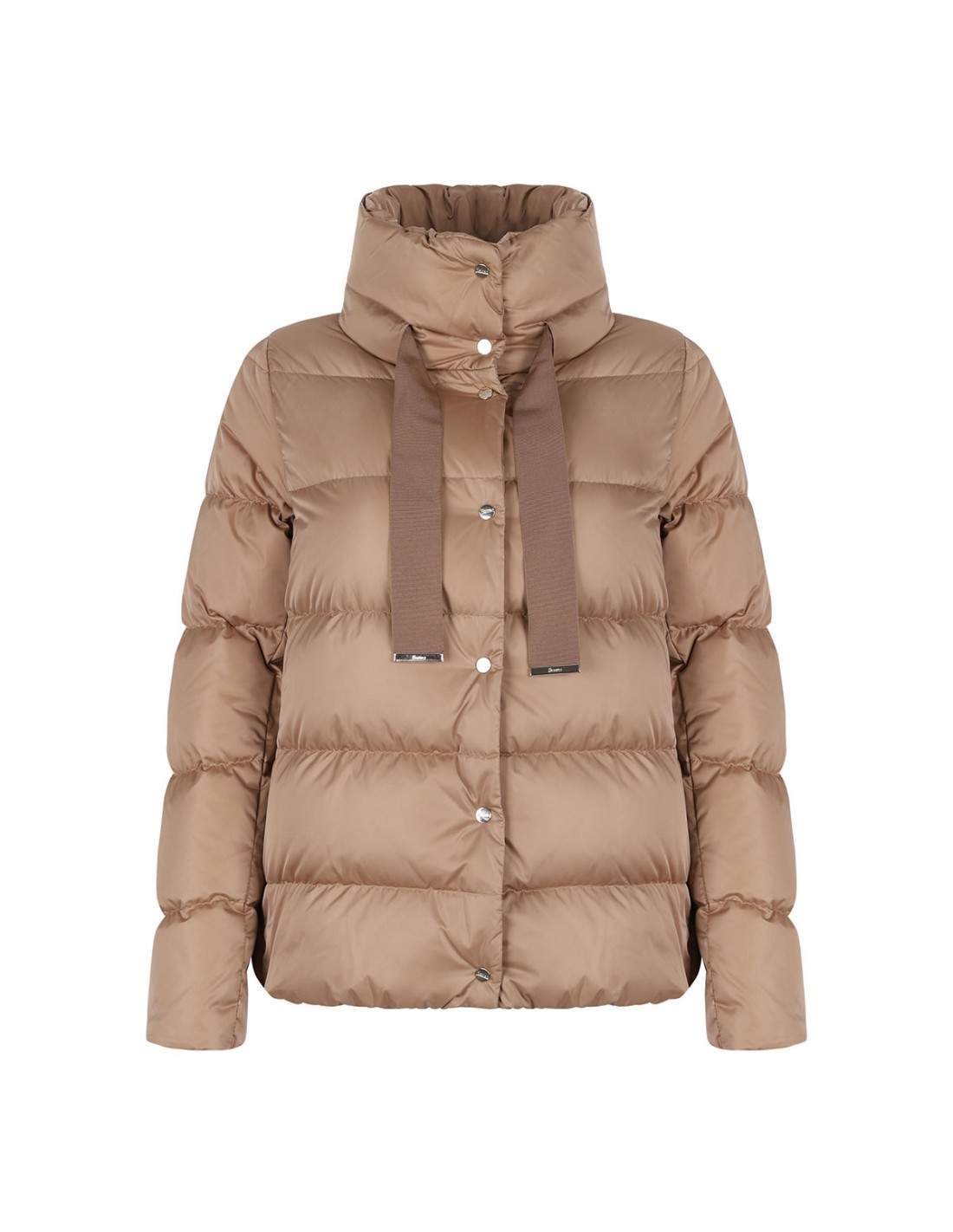 Camel hue satin down jacket